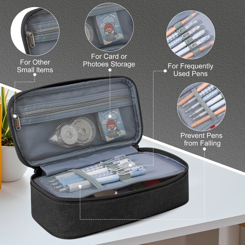 Gigmeta Pencil Case Pencil Case 5 Compartments Large Supply Pencil
