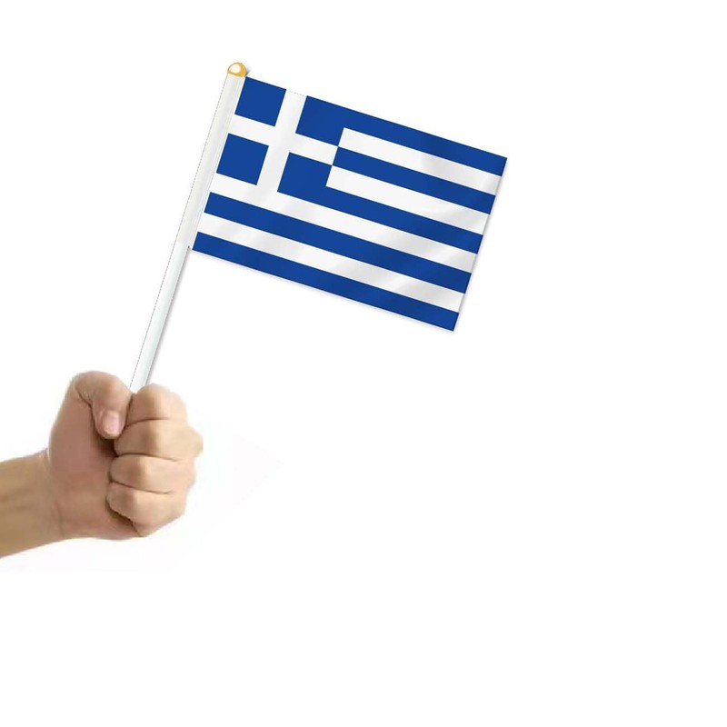 Pack of 25 Greece Handheld Flag, Greek Decor Hand Held