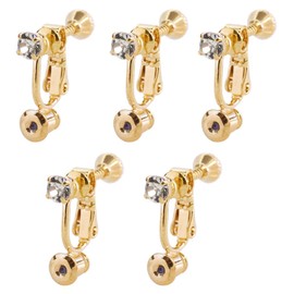ROQUE Earring Converter, Choose from 3 Types, Screw Spring Type, Jewels, Gold (5 Pieces SET)