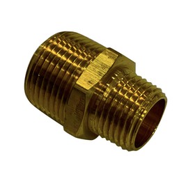 EDGE INDUSTRIAL Brass REDUCING HEX Nipple 3/4" x 1/2" Male NPT MNPT Fuel/AIR/Water/Oil/Gas WOG (Qty 01)