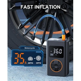QUIXNOVA Tire Inflator Portable Air Compressor - 150 PSI Cordless Mini Bike Tire Pump, Air Pump for Car Motorcycle Bicycle Tires, Balls, with Pressure Gauge, LED Light
