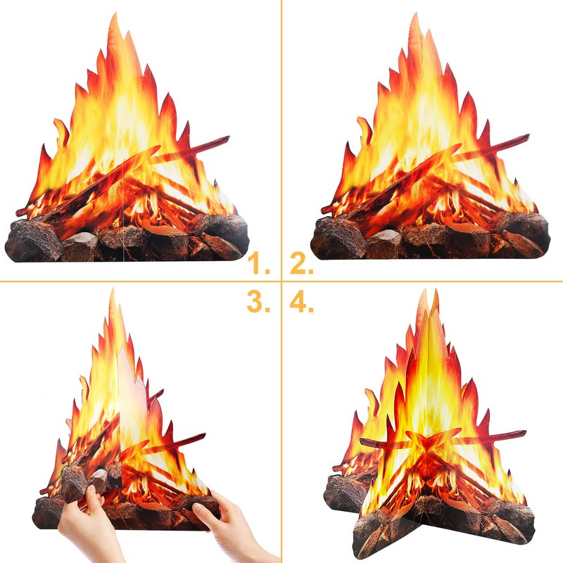 12 Inch Tall Artificial Fire Fake Flame Paper 3D Decorative