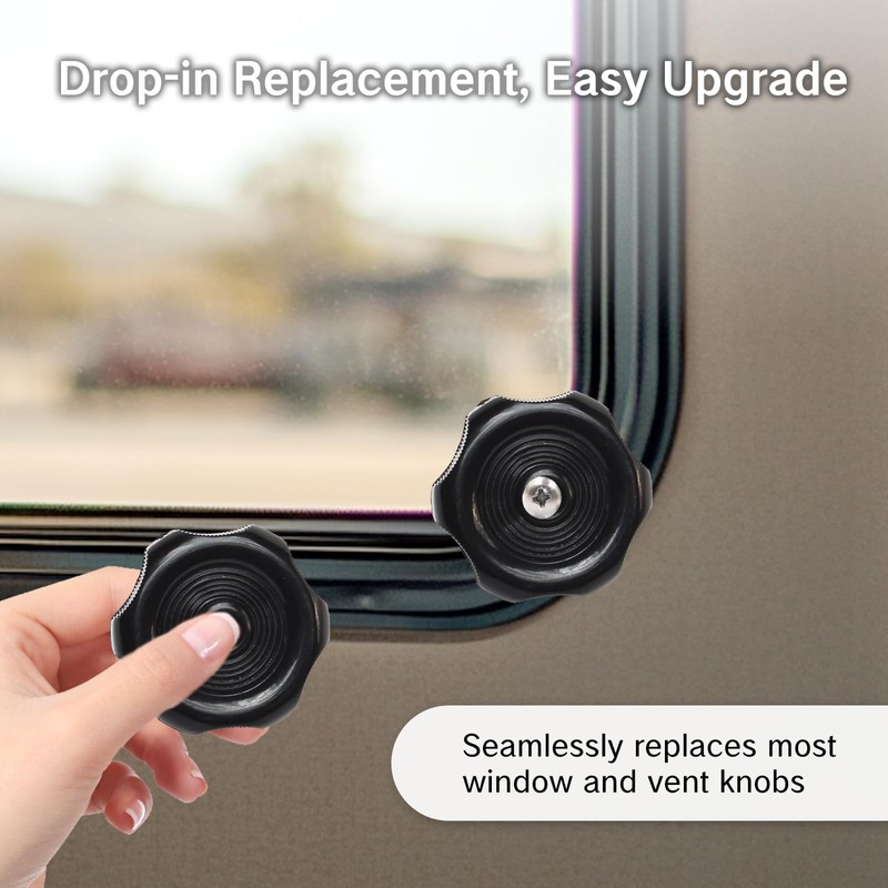 BRBASAP 3Packs RV Window Crank Knob Black Plastic Replacement Knobs