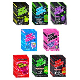 Pop Rocks Candy Variety Mix - 32 Pack of 8 Flavors - Retro Crackling Rock Candy - Bulk Pack Includes Tropical Punch, Bubble Gum, Cherry, and Much More