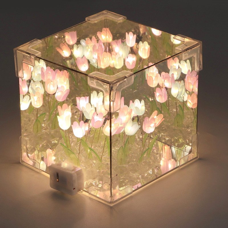 2 in 1 Tulip Cube Mirror Lamp LED Decorative Night