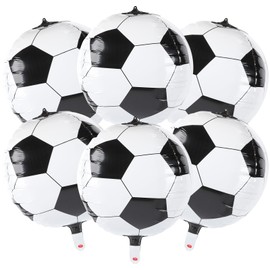 Pack of 6 Football Balloons, Football Balloons, 22 Inch 4D Large Football Foil Balloons, Birthday Football, for Football Sports Theme Birthday Party