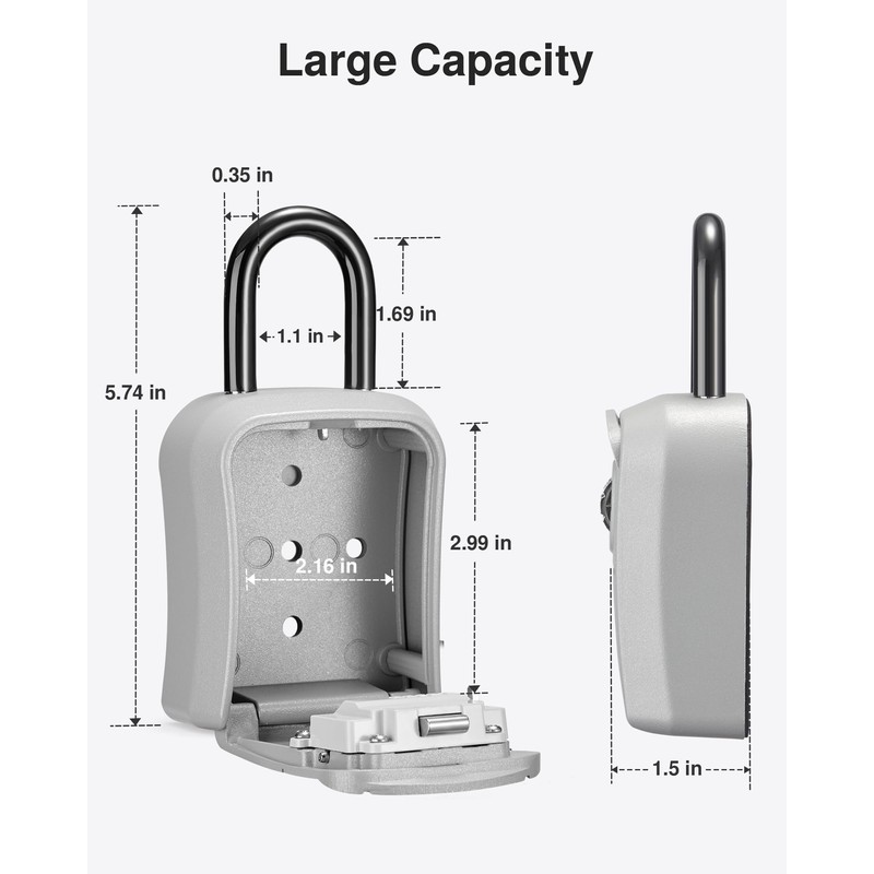 Puroma Key Lock Box, Portable Combination Lockbox Wall-Mounted Key Storage