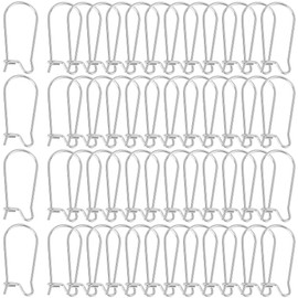 SOFPLATE 1 Box 120Pcs Kidney Earring Finding Teardrop Earring Wires Stainless Steel U Shaped Hoop Wires Long Earring Hooks Dangle Silver Earring Wires for jewellery Making Supplies DIY Craft Beginner