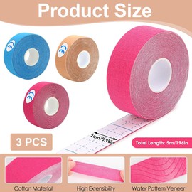 NHQZ 3 Rolls of Folding Tape Face Tightening, Hydrocolloid Roll, 2.5 cm x 5 m Face Tape Against Wrinkles Face Tape Myofascial Face Tightening Tape Facial Patches