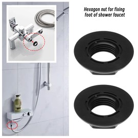 EMSea 4 Pack Sink Back Nut 1/2 BSP Plastic Sink Faucet Bathroom Mixer Nuts Rear Flange Round Household Tool Black