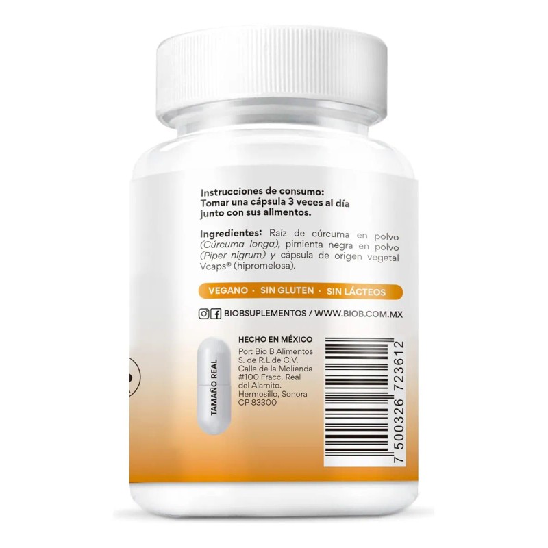 Bio B Crcuma y Pimienta Negra 60 cpsulas veganas