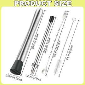 6Pcs Straw Puncher and Muddler Spoon Set for Plastic Lids Lemonade Cups 304 Stainless Steel Straw Hole Puncher Punching Tools for Drinks Fresh Lemonade Stands Supplies