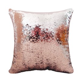 San Tungus 14"x14" Rose Gold and Silver Mermaid Throw Sequin Pillows Covers,Two-Color Reversible Sequins Mermaid Square Sequin Pillow Cover Cushion