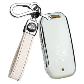 ontto TPU Car Key fob Cover Fit for Kia Sportage K5 DLS NIRO Sorento MQ4 EV6 GT-Line K8 V6 Ceed CD GT 2020-2023 Smart Key Case Shell Holder Bag Keychain Keyring Accessories 7 Buttons White A