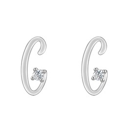 ENGSWA Women's Earrings Letter A-Z with Crystal 925 Silver Jewellery Original Gift for Women Mother Mum Grandma Girls Wife Girlfriend, Silver