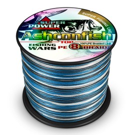 Ashconfish - Línea de pesca trenzada, 8 hebras de alambre de pesca de polietileno superfuerte, resistente a la tracción, para pesca de agua salada y agua dulce, resistente a la abrasión, cero estiramiento, 300 m, 70 libras, camuflaje azul