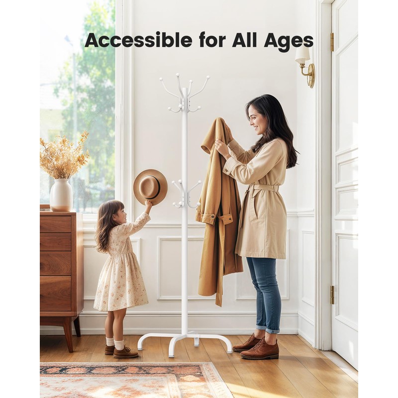 Pipishell Coat Rack with 14 Hooks, Freestanding Coat Rack Stand