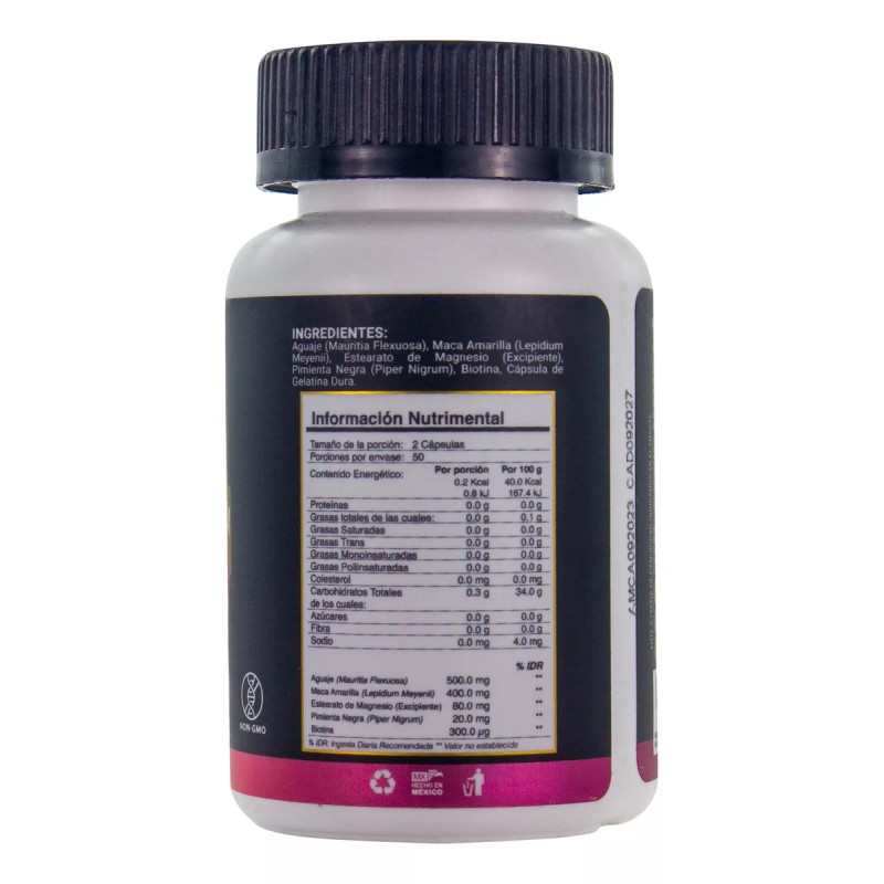 Armor For Health Aguaje Maca Biotina 100 Cápsulas 500mg A4h
