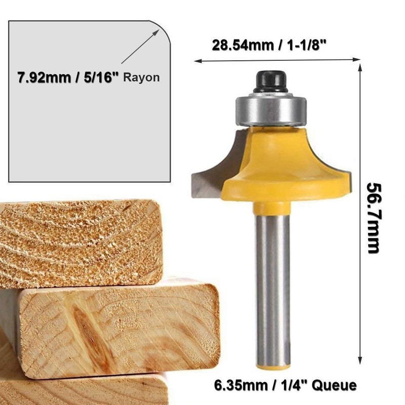 Gasea 4pcs 1/4" Shank Round Over Router Bits Corner Rounding