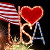 GLOWNOVA 50L Lighted Red, White and Blue Patriotic Window Silhouette