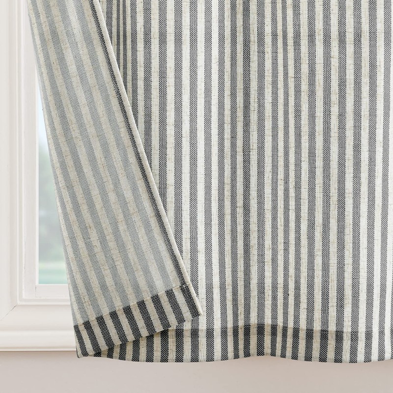 jinchan Striped Kitchen Curtains and Valance Set 24 Inch Tier