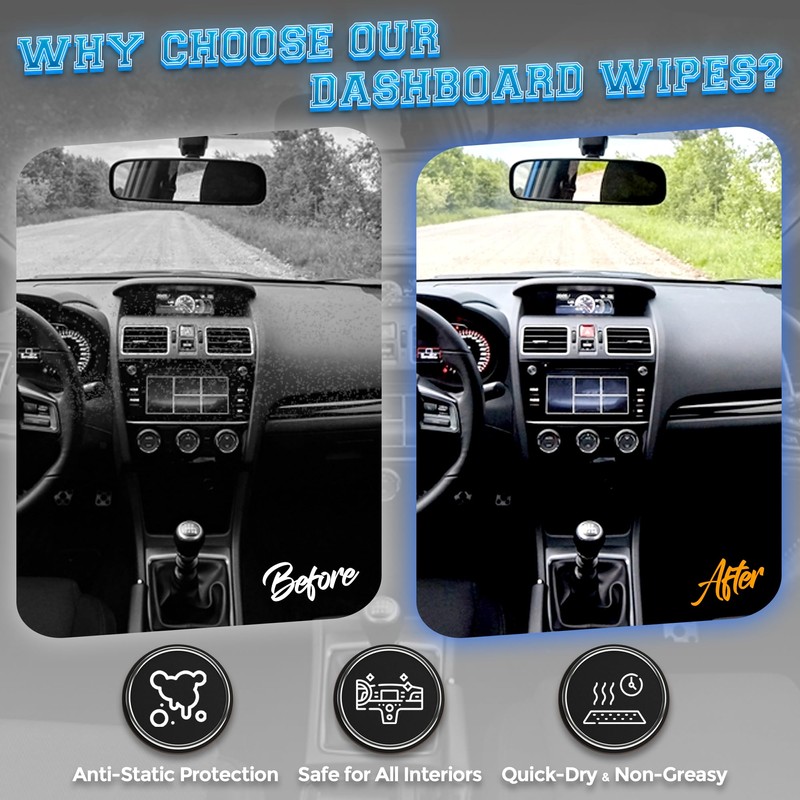 Car Wash Wipes with Refreshing Lemon Scent, Pack of 100