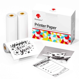 Phomemo White Non-Adhesive Thermal Paper, Compatible With Phomemo Q02/T02/M832/M02/M02 Pro/M02S/M04S Thermal Printer, 53mm x 6.5m, Black on White, Storage Time 10 Years, 3 Rolls