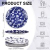 Sunnychicc 12 Pcs Melamine Platter 8 Inch Blue and White