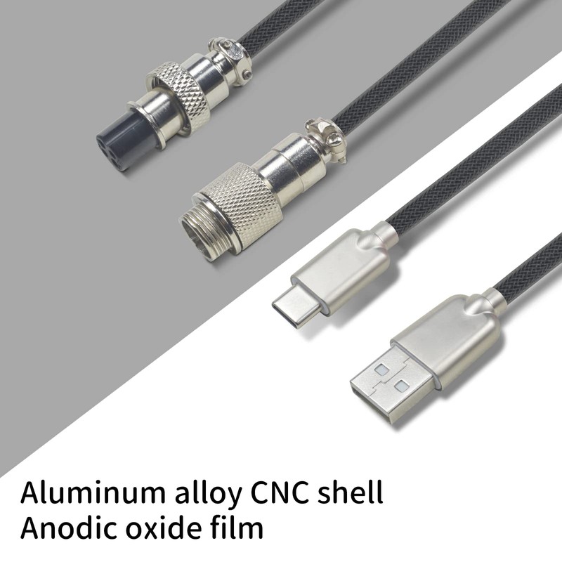 Coiled Gaming Keyboard Cable,Black Coiled Keyboard Cable USB C to