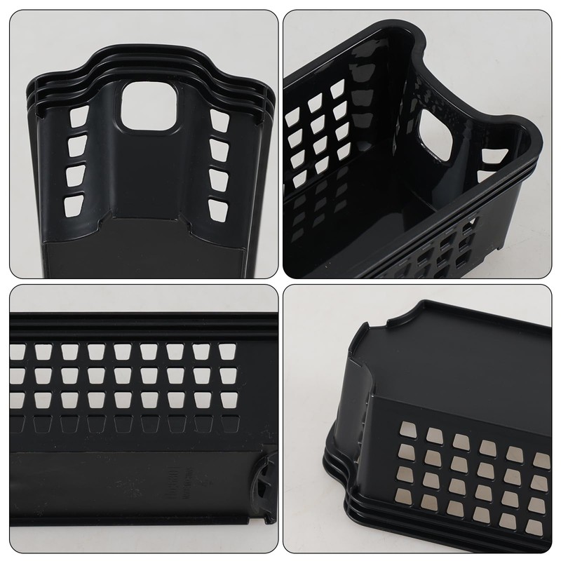 Drephia 12 Pack Plastic Slim Storage Basket, 10.43" x 3.74"