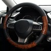 XUKEY 38cm Wood Grain Car Steering Wheel Cover Leather Breathable