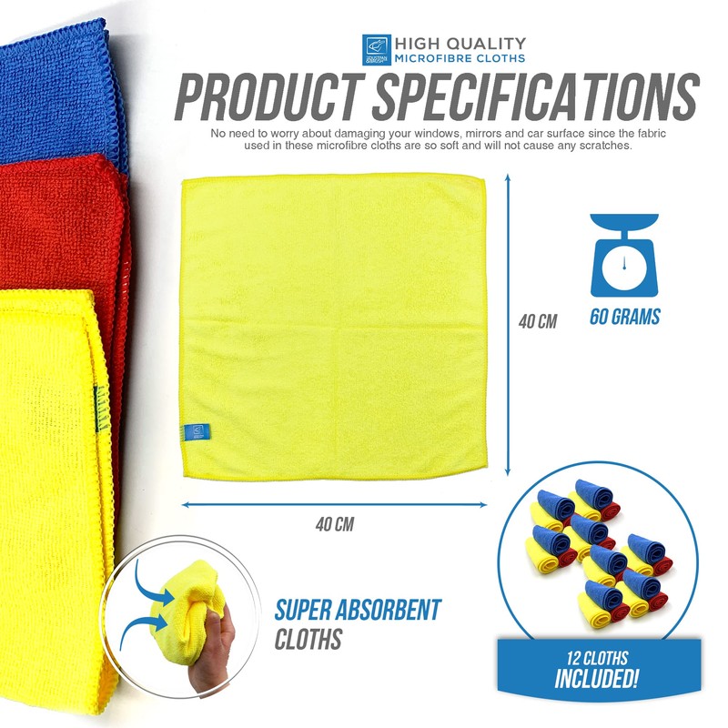 Multipurpose Microfibre Cleaning Cloth | 40cm x 40cm Super Soft,