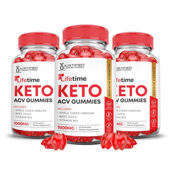 Justified Laboratories (3 Pack) Lifetime Keto ACV Gummies Advanced Formula