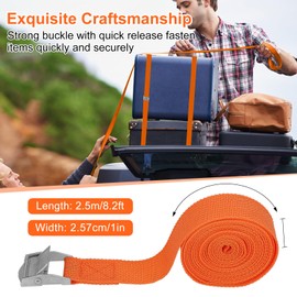 4Pcs Ratchet Tie Down Straps, 2.5m x 25mm Heavy Duty Lashing Straps, Adjustable Black Bike Rack Straps Tensioning Belts with Quick Release Cam Bukle for Vans,Motorcycle,Trucks,Trailer,Luggage,Cargo