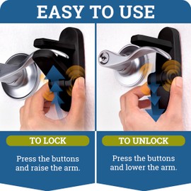 Door Lever Lock (3 Pack) Prevents Toddlers from Opening Doors. 3.25" L * 1.5" W * 4.5" H Easy One Hand Operation for Adults. Durable ABS with 3M Adhesive Backing. Simple Install (Black)