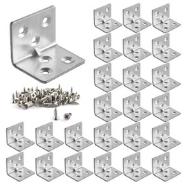 ROMOLY 30 pieces angle connectors with bead, hole angle, construction angle, wood connector, heavy duty connector angle, L-angle, steel angle, heavy duty angle