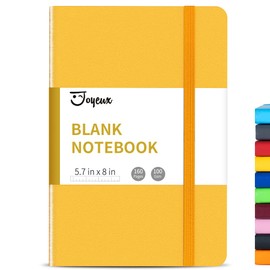 JOYEUX Blank Journal Notebook, A5, 160 Pages 100 Gsm Thick Sketch Books Hardcover Journal for Writing, 5.7 inches x 8 inches Notebooks for Work (Yellow)