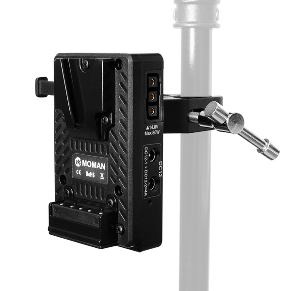 Moman MVBP-C Mini V Mount Battery Plate with Super Clamp,