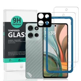Ibywind For Motorola Moto G75 5G for tempered glass (2 pieces), with 1 piece metal camera protection, 1 piece back film, easy installation tool, 9H hardness protective film, bubble-free, anti-scratch