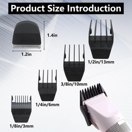 86851701 Black Clipper Blades w/Attachment Comb Cutting Guides for Peanut hair clipper(1/8",1/4", 3/8", 1/2"), 2 Packs Replacement Blades for W*hl Trimmer 8685 8655 8663 by GruDawu Update