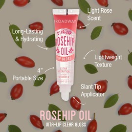 Ruby Kisses Broadway Vita-Lip Clear Lip Gloss (Rosehip Oil 12 Pack), Ultra-Hydrating & Soothing Formula with Vitamin Oils, High-Shine Non-Sticky Finish, Healing Glossy Lip Balm With Vitamin A