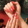 JUSTUSNX 24pcs Elliptic Christmas Fake Nails Red Long False Nails