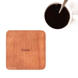 Toronto Map Coaster, Set of 4, Sapele Wooden Coaster with City Map, Handmade