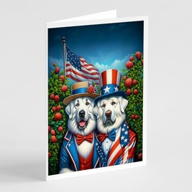 Caroline's Treasures All American Great Pyrenees Greeting Cards Pack of 8 Blank Cards with Envelopes Whimsical A7 Size 5x7 Blank Note Cards