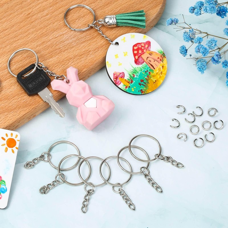 Paxcoo 50Pcs Keychains with Chain and 50 Pcs Jump Rings,