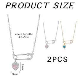 FDGGT 2 Pieces Brooch-shaped Necklaces, Heart Shaped Pendant Chains, Creative Necklaces, Rhinestone Studded Necklaces, Elee Women's Chains