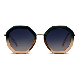 Peepers by PeeperSpecs Women's Solana Sun Polarized Round Sunglasses, Black/Tan, +0.00