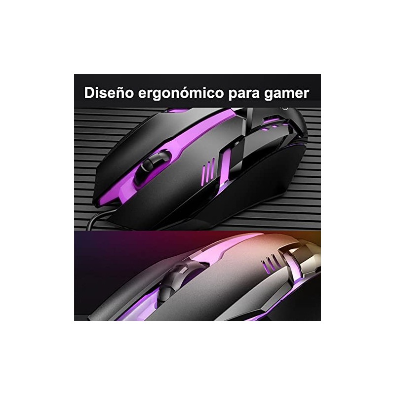 Generi Ratón Mouse Gamer Profesional, Ergonómico con Cable, Luz RGB
