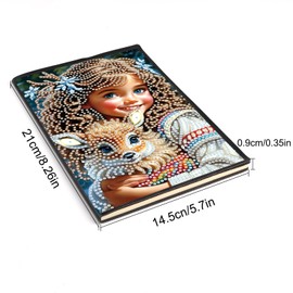 DCIDBEI A5 Blank Notebook Diamond Painting Notebooks Deer Deer Angel Elves Fairy 5D DIY Diamond Pasted Painting Notebook Kits Rhinestone Diamond Painting Notebook Blank Diary 50 Sheets