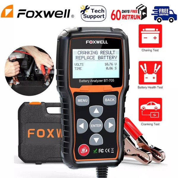 FOXWELL 12/24V Car Truck Battery Load Tester Cranking Charging Analyzer